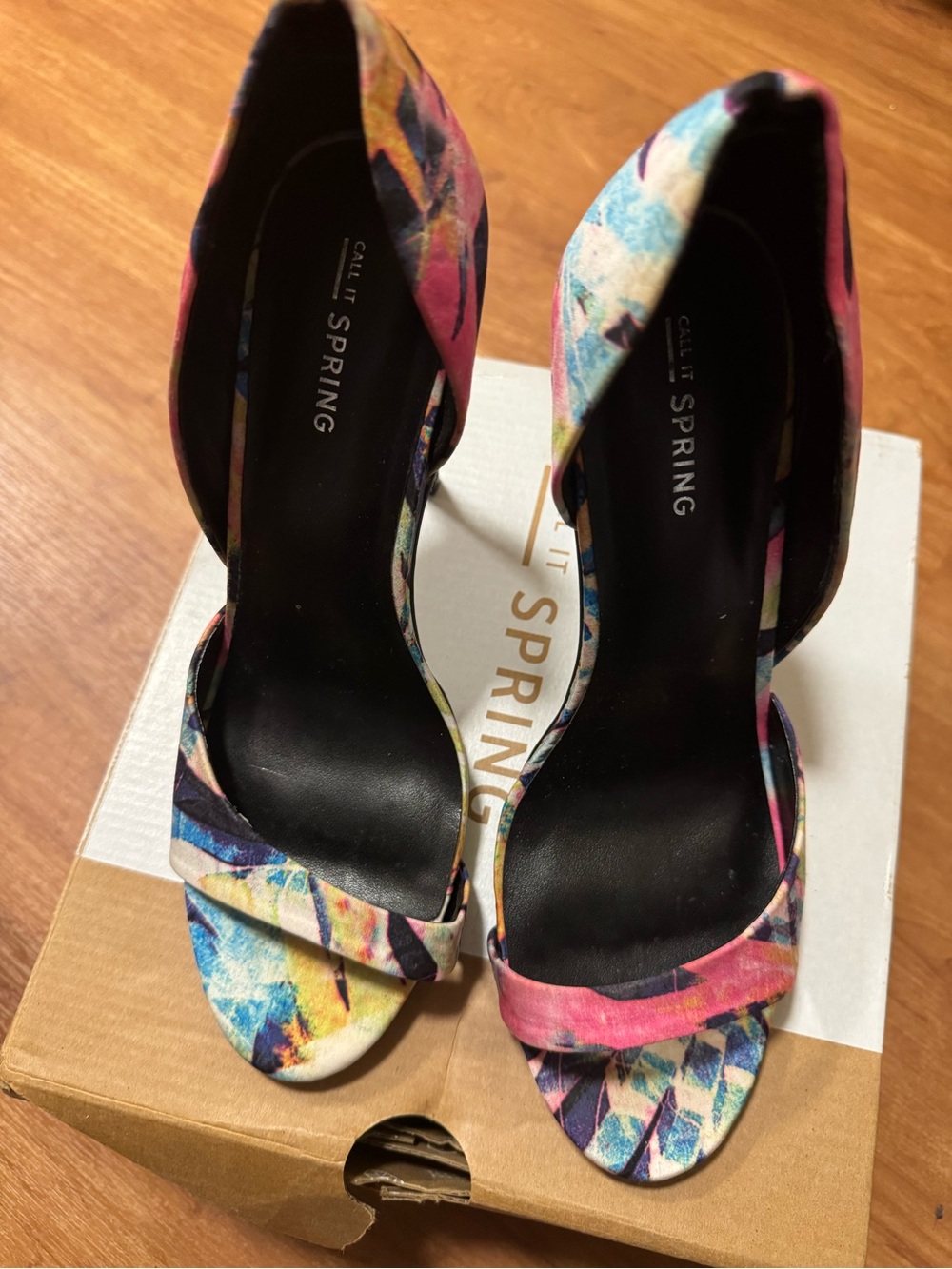 Call It Spring Pink & Blue Floral D'Orsay Heels